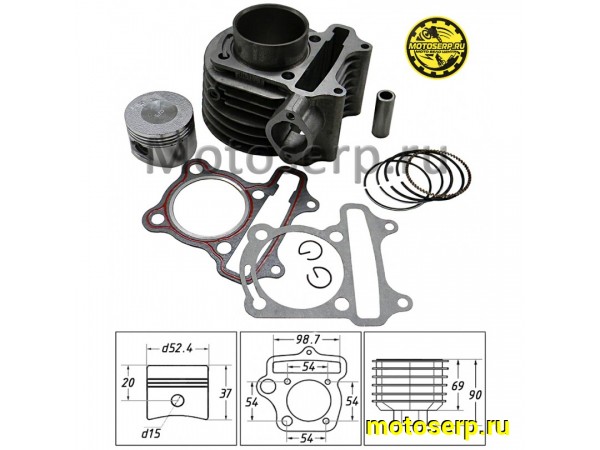 Купить  ЦПГ, поршневая группа 152QMI  125cc (D52,4; p-15) (CN) (шт) (R1 купить с доставкой по Москве и России, цена, технические характеристики, комплектация фото  - motoserp.ru