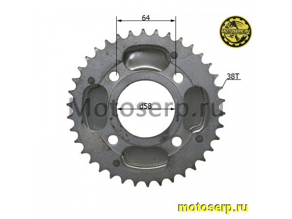 Купить  Звезда ведомая голая (венец) (428-38) (428-38T D-58mm, 4x64mm) Cobra 125 и др. (шт) (MM 19329 купить с доставкой по Москве и России, цена, технические характеристики, комплектация фото  - motoserp.ru
