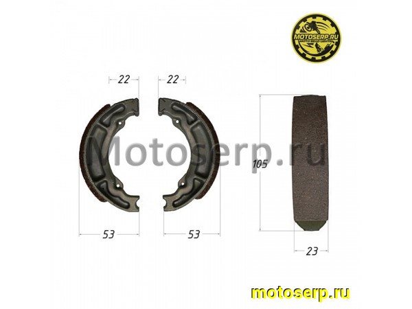 Купить  Колодки тормозные барабан d=105mm h=23mm  Suzuki Let's, AD-100 (пар) (MT K-977 купить с доставкой по Москве и России, цена, технические характеристики, комплектация фото  - motoserp.ru
