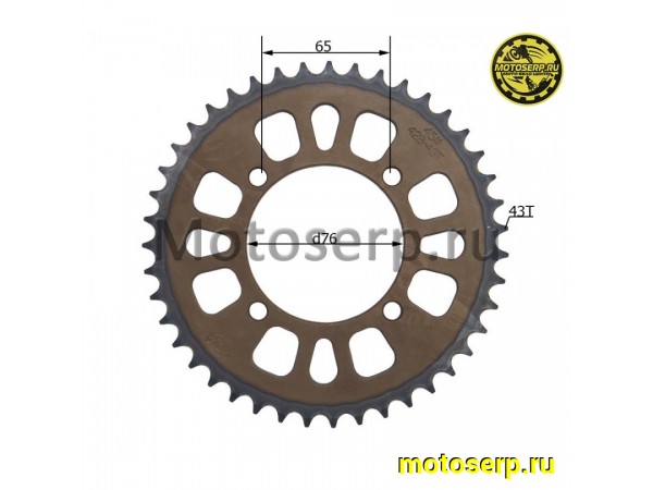 Купить  Звезда ведомая голая (венец) (428-43) (428-43T D-76mm, 4x65mm) TTR125,  BSE PH10-125 и др. питбайков (шт) (SM 687-6125 купить с доставкой по Москве и России, цена, технические характеристики, комплектация фото  - motoserp.ru