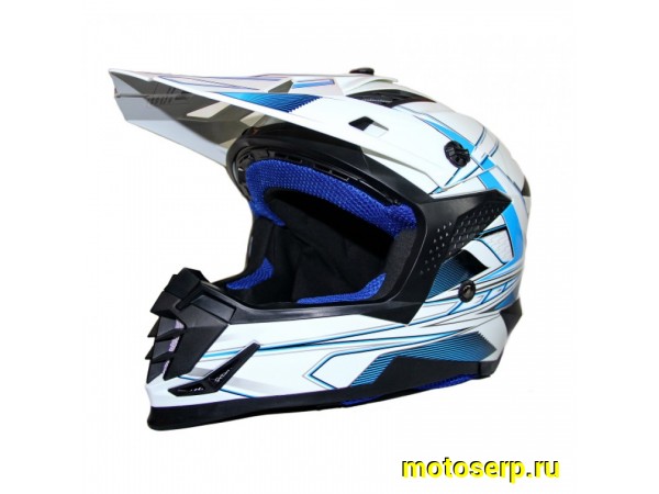 Купить  Шлем Кросс Ataki SC-16 Rift синий/белый глянцевый  р-р M (шт) (0 купить с доставкой по Москве и России, цена, технические характеристики, комплектация фото  - motoserp.ru