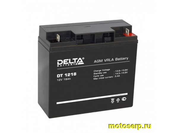 Купить  Аккумулятор 12в 18а (180x76x167) DT1218 Delta (для бесперебойников и электромобилей) (шт) (Алькор DT 1218 купить с доставкой по Москве и России, цена, технические характеристики, комплектация фото  - motoserp.ru