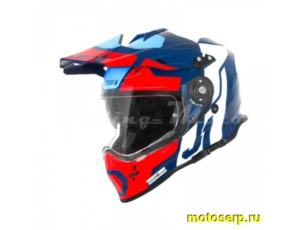 Купить  Шлем Кросс JUST1 J34 (мотард) Tour  красный/синий/глянцевый р-р L  (2020г) (шт)  (SM 763-8963 купить с доставкой по Москве и России, цена, технические характеристики, комплектация фото  - motoserp.ru