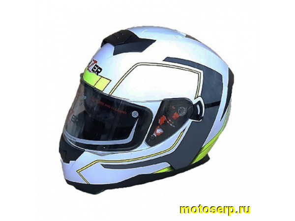 Купить  Шлем закрытый HIZER J5318 (XL) #2 white/yellow (шт) (ML 13509 купить с доставкой по Москве и России, цена, технические характеристики, комплектация фото  - motoserp.ru
