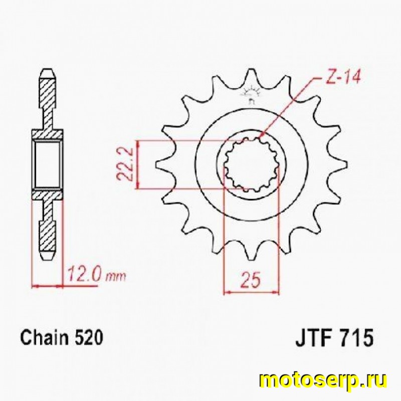 Купить  Звезда ведущая JTF715.13 gas gas ec JP(шт) купить с доставкой по Москве и России, цена, технические характеристики, комплектация фото  - motoserp.ru