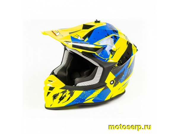 Купить  Шлем Кросс GTX 633 (S) #1 FLUO YELLOW/BLUE BLACK (шт) (0 купить с доставкой по Москве и России, цена, технические характеристики, комплектация фото  - motoserp.ru