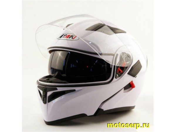 Купить  Шлем трансформер (модуляр) Ataki JK902 Solid  белый глянцевый р-р S (шт) (SM 598-5804 купить с доставкой по Москве и России, цена, технические характеристики, комплектация фото  - motoserp.ru