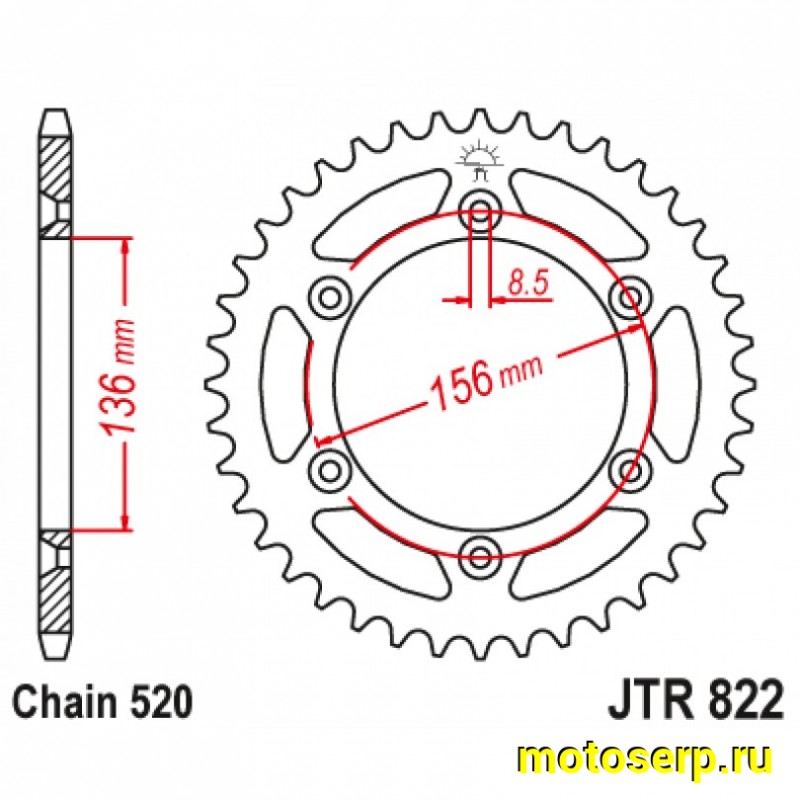 Купить  Звезда ведущая (520-52) JTR822.52 gas gas ec (шт) (JP купить с доставкой по Москве и России, цена, технические характеристики, комплектация фото  - motoserp.ru