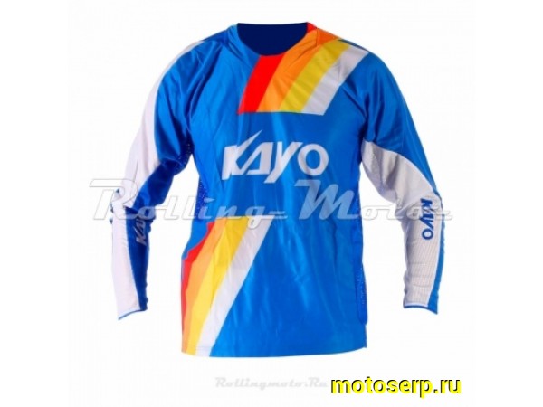 Купить  Джерси (футболка для мотокросса) KAYO  синяя/белая (детская) (M) (шт)  (0 купить с доставкой по Москве и России, цена, технические характеристики, комплектация фото  - motoserp.ru