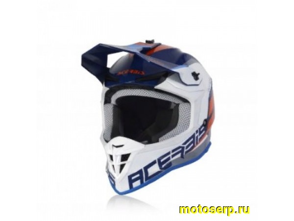 Купить  Шлем Кросс ACERBIS LINEAR WHITE/BLUE (M)  (шт)  (Progasi 0024473.232.066 купить с доставкой по Москве и России, цена, технические характеристики, комплектация фото  - motoserp.ru