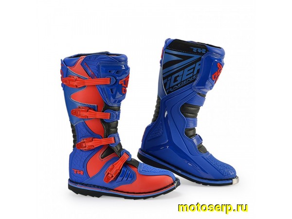Купить  Мотоботы кросс. TIGER MTR-E002 (защ. голени), синий/красный 46" (пар) (0 купить с доставкой по Москве и России, цена, технические характеристики, комплектация фото  - motoserp.ru