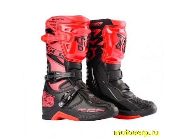 Купить  Мотоботы кросс. TIGER MTR-TE006 (защ. голени), черный/красный 33" (пар) (0 купить с доставкой по Москве и России, цена, технические характеристики, комплектация фото  - motoserp.ru