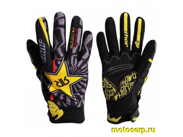Купить  Перчатки  Thor Rockstar Black/Yellow  р-р XXL (пар) (MOTO-SKUTER 13040 купить с доставкой по Москве и России, цена, технические характеристики, комплектация фото  - motoserp.ru