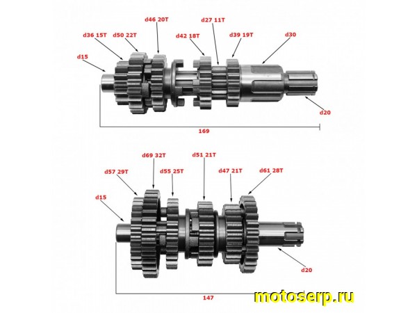 Купить  Коробка передач (вал ведом + вал ведущ) в сб. 162FMJ, 169FMM  (шт) (Regul 100203350 купить с доставкой по Москве и России, цена, технические характеристики, комплектация фото  - motoserp.ru