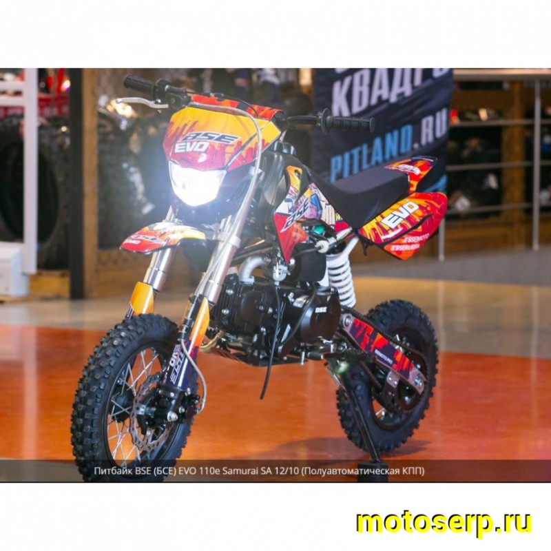 Купить  Питбайк BSE EVO 110e Samurai SA - 12/10 (Полуавтоматическая КПП)  (шт) купить с доставкой по Москве и России, цена, технические характеристики, комплектация фото  - motoserp.ru