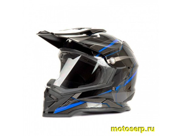 Купить  Шлем Кросс HIZER B6197-1 (мотард) (M) #3 black blue (шт) (ML 13266 купить с доставкой по Москве и России, цена, технические характеристики, комплектация фото  - motoserp.ru