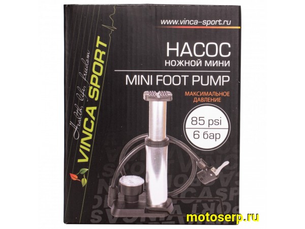 Купить  Насос стационарный (ножной), мини Vinca Sport под авто/Presta с манометром Вело (шт) (Бар VSP 1845D купить с доставкой по Москве и России, цена, технические характеристики, комплектация фото  - motoserp.ru