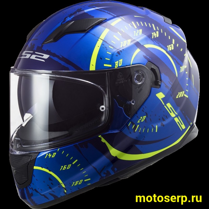Купить  Шлем закрытый LS2 FF320 STREAM EVO Tach gloss blue hi-vis yellow (S) интеграл (шт) (LS2 купить с доставкой по Москве и России, цена, технические характеристики, комплектация фото  - motoserp.ru