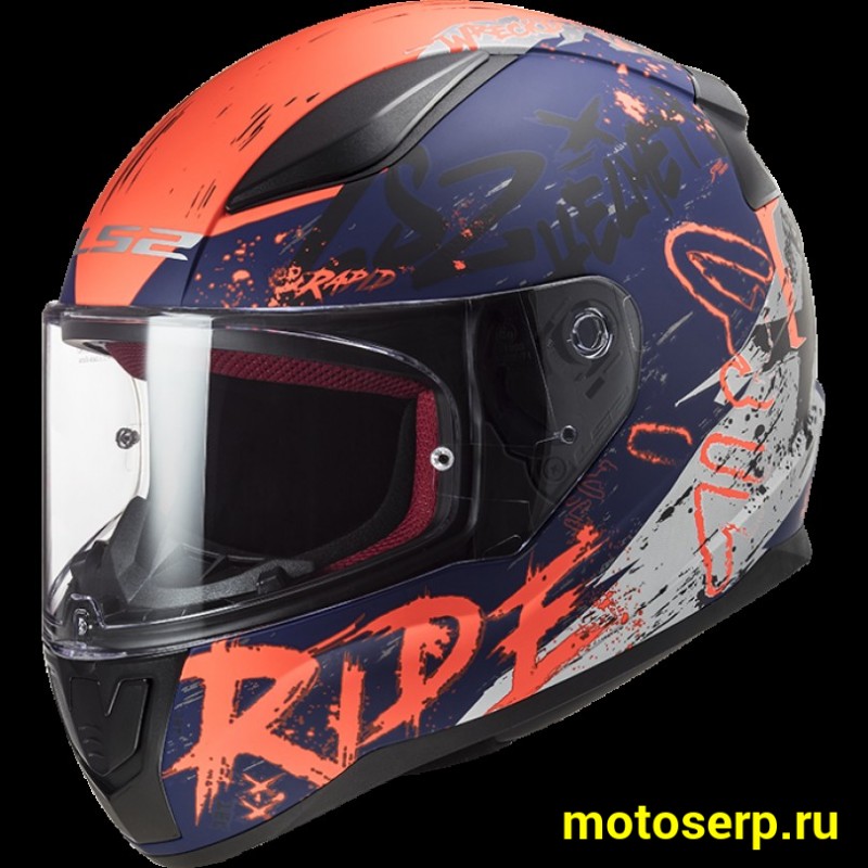 Купить  Шлем закрытый LS2 FF353 RAPID NAUGHTY Matt Blue Fluo Orange (L) интеграл (шт) (LS2 купить с доставкой по Москве и России, цена, технические характеристики, комплектация фото  - motoserp.ru