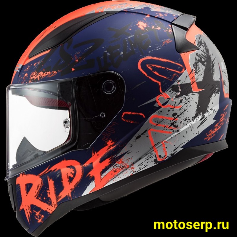 Купить  Шлем закрытый LS2 FF353 RAPID NAUGHTY Matt Blue Fluo Orange (XXL) интеграл (шт) (LS2 купить с доставкой по Москве и России, цена, технические характеристики, комплектация фото  - motoserp.ru