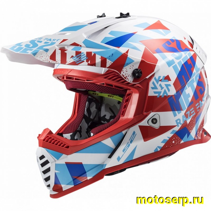 Купить  Шлем Кросс LS2 MX437 FAST EVO MINI FUNKY White Red (S) (шт) (LS2 купить с доставкой по Москве и России, цена, технические характеристики, комплектация фото  - motoserp.ru