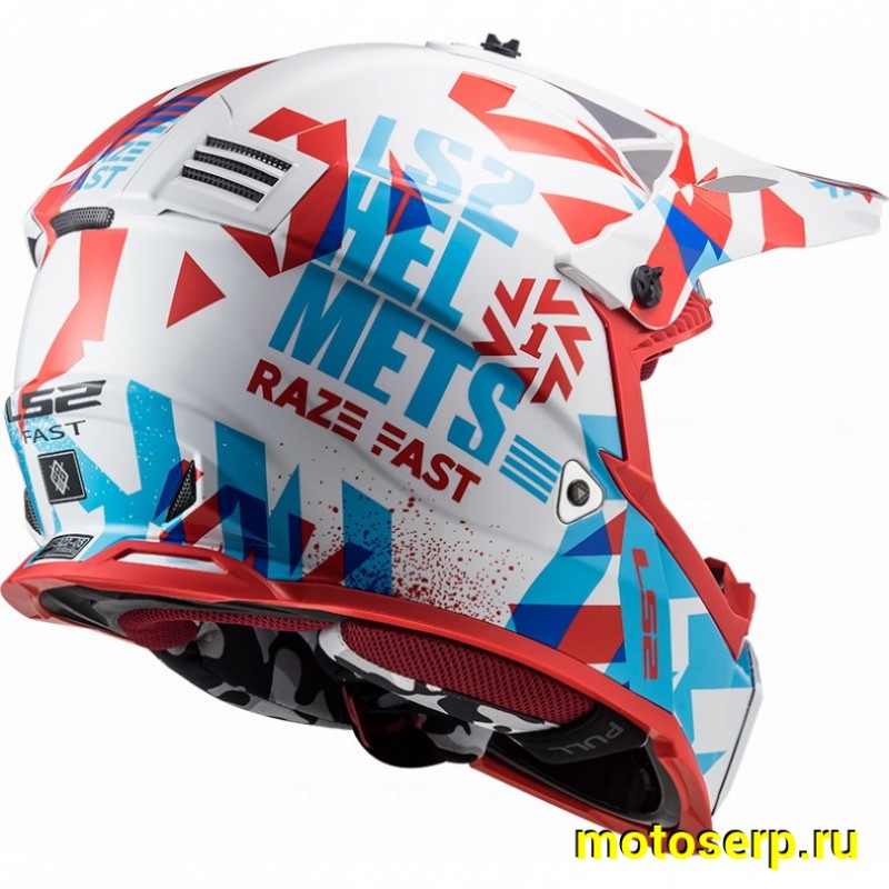 Купить  Шлем Кросс LS2 MX437 FAST EVO MINI FUNKY White Red (S) (шт) (LS2 купить с доставкой по Москве и России, цена, технические характеристики, комплектация фото  - motoserp.ru