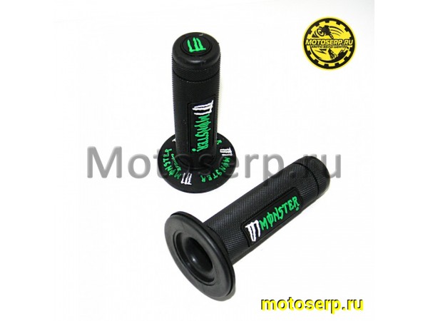 Купить  Ручки руля (грипсы) Кросс Monster (чёрно- зелёные) (пара) (MT R-1615 купить с доставкой по Москве и России, цена, технические характеристики, комплектация фото  - motoserp.ru