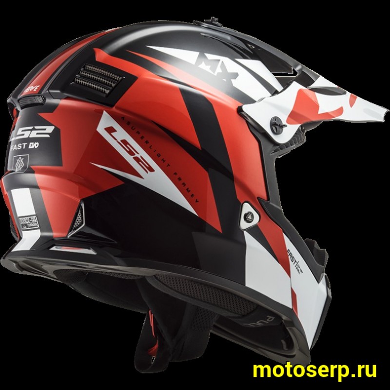 Купить  Шлем Кросс LS2 MX437 FAST EVO STRIKE BLACK WHITE RED (XL) (шт) (0 купить с доставкой по Москве и России, цена, технические характеристики, комплектация фото  - motoserp.ru