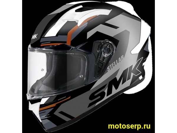 Купить  Шлем закрытый интеграл SMK STELLAR K-POWER , цвет чёрный/серый глянцевый (XL) (шт) (Bajaj STELLAR GL267 купить с доставкой по Москве и России, цена, технические характеристики, комплектация фото  - motoserp.ru