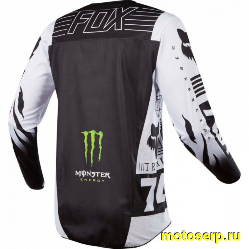 Купить  Джерси (футболка для мотокросса) V-RUS Fox 180 Monster Pro Circuit (черный/белый (детский) рост 140 (шт) (МотоЯ купить с доставкой по Москве и России, цена, технические характеристики, комплектация фото  - motoserp.ru