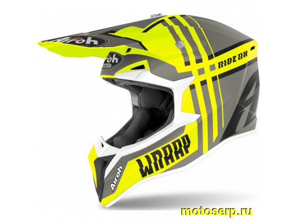 Купить  Шлем Кросс AIROH WRAAP BROKEN YELLOW MATT (L) (шт) (AIROH купить с доставкой по Москве и России, цена, технические характеристики, комплектация фото  - motoserp.ru