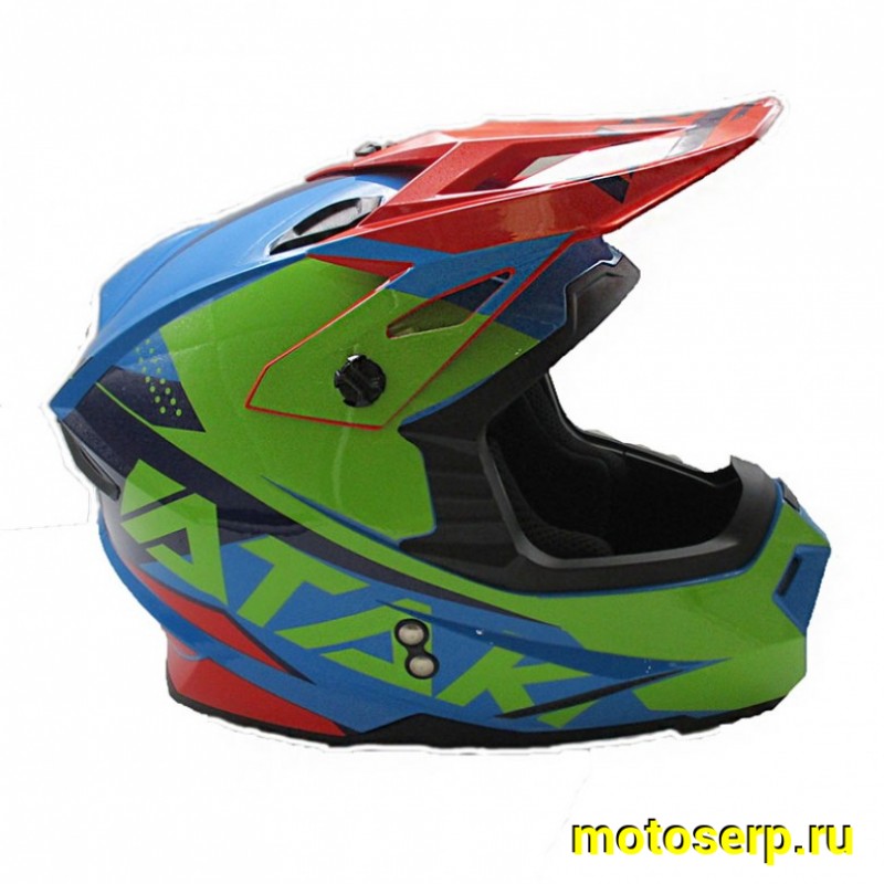 Купить  Шлем Кросс Ataki JK801 Splash красный/синий/зеленый глянцевый  р-р L (шт)  (SM 941-5454 купить с доставкой по Москве и России, цена, технические характеристики, комплектация фото  - motoserp.ru