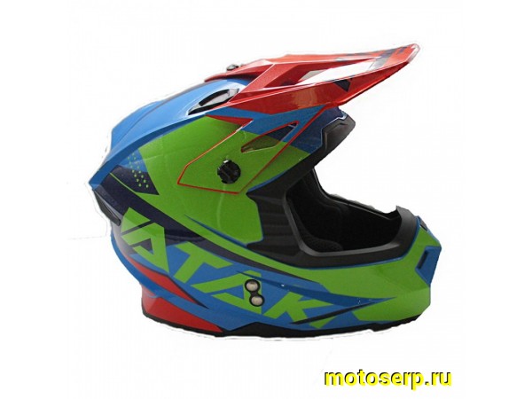 Купить  Шлем Кросс Ataki JK801 Splash красный/синий/зеленый глянцевый  р-р S (шт)  (SM 941-6516 купить с доставкой по Москве и России, цена, технические характеристики, комплектация фото  - motoserp.ru