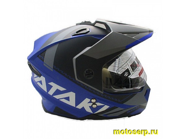 Купить  Шлем Кросс Ataki JK802 (мотард) Splash синий/серый матовый  р-р XL (шт) (SM 941-7096 купить с доставкой по Москве и России, цена, технические характеристики, комплектация фото  - motoserp.ru