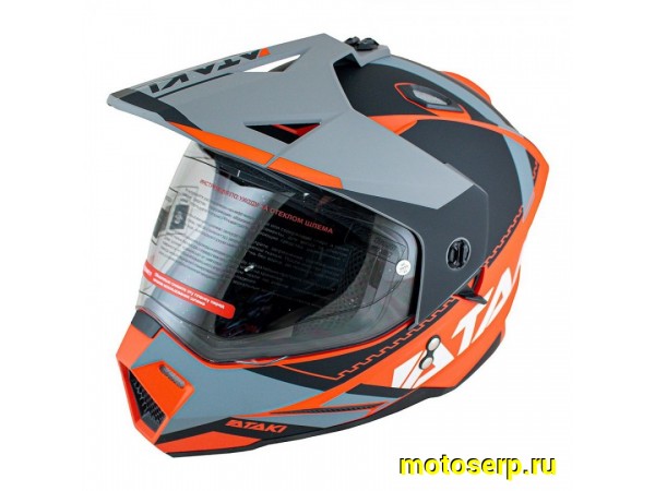 Купить  Шлем Кросс Ataki JK802 (мотард) Valor красный/серый матовый р-р XL (шт) (SM 941-7607 купить с доставкой по Москве и России, цена, технические характеристики, комплектация фото  - motoserp.ru