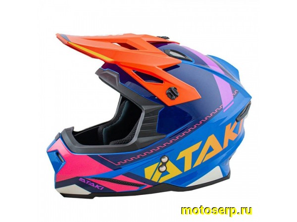 Купить  Шлем Кросс Ataki JK801 Valor синий/оранжевый/розовый глянцевый р-р XL  (шт)  (SM 941-7577 купить с доставкой по Москве и России, цена, технические характеристики, комплектация фото  - motoserp.ru
