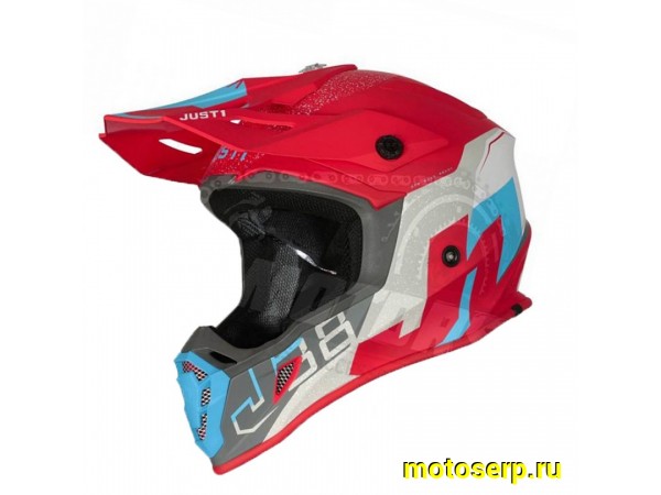 Купить  Шлем Кросс JUST1 J38 KORNER синий/красный матовый р-р L   (шт) (SM 880-8368 купить с доставкой по Москве и России, цена, технические характеристики, комплектация фото  - motoserp.ru