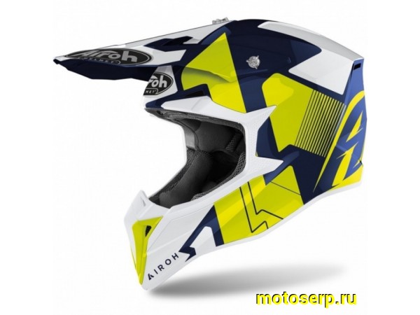 Купить  Шлем Кросс AIROH WRAAP RAZE BLUE GLOSS (глянцевый) (S) (шт) (AIROH купить с доставкой по Москве и России, цена, технические характеристики, комплектация фото  - motoserp.ru