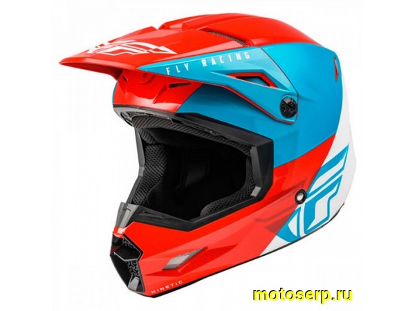 Купить  Шлем Кросс FLY RACING KINETIC Straight Edge (красный/белый/синий) L (шт)  (SM 880-8077 купить с доставкой по Москве и России, цена, технические характеристики, комплектация фото  - motoserp.ru