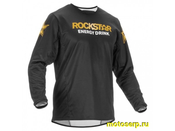 Купить  Джерси (футболка для мотокросса) FLY RACING KINETIC ROCKSTAR черная/золотая (L) 2023 (шт)  (0 купить с доставкой по Москве и России, цена, технические характеристики, комплектация фото  - motoserp.ru