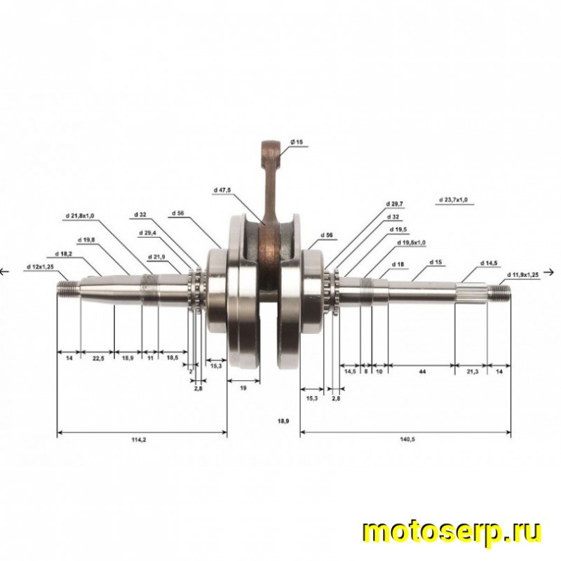 Купить  Коленвал (вал коленчатый) 163QMK p-15mm 200см3 с баланс. валом (шт) (ML 17908 (MOTAX купить с доставкой по Москве и России, цена, технические характеристики, комплектация фото  - motoserp.ru