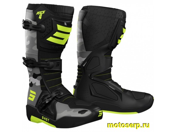 Купить  Мотоботы кросс. Shot Boots Race 4 (защ. голени), желтый/камуфляж р-р 47" (N/Q) (пар) (0 купить с доставкой по Москве и России, цена, технические характеристики, комплектация фото  - motoserp.ru