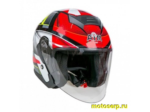 Купить  Шлем открытый  со стеклом AiM JK526 красный/серый/черный (XXL) (шт) (AIM 526-013-XXL купить с доставкой по Москве и России, цена, технические характеристики, комплектация фото  - motoserp.ru