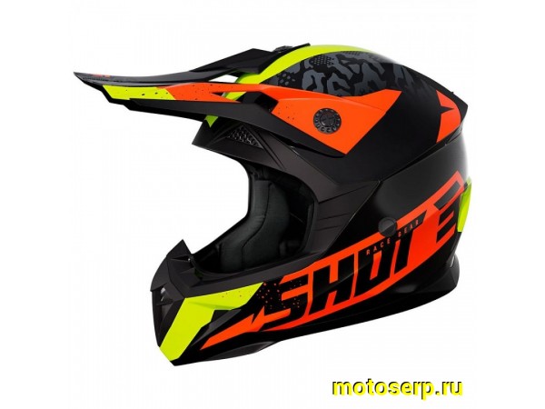 Купить  Шлем Кросс Shot PULSE AIRFIT черный/желтый/оранжевый (глянцевый) (M) (SM 941-4025 купить с доставкой по Москве и России, цена, технические характеристики, комплектация фото  - motoserp.ru