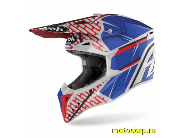 Купить  Шлем Кросс AIROH WRAAP IDOL RED/BLU GLOSS (L) (шт) (AIROH купить с доставкой по Москве и России, цена, технические характеристики, комплектация фото  - motoserp.ru