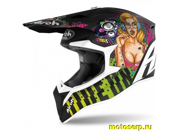 Купить  Шлем Кросс AIROH WRAAP PIN UP MATT (XXL) (шт) (AIROH купить с доставкой по Москве и России, цена, технические характеристики, комплектация фото  - motoserp.ru