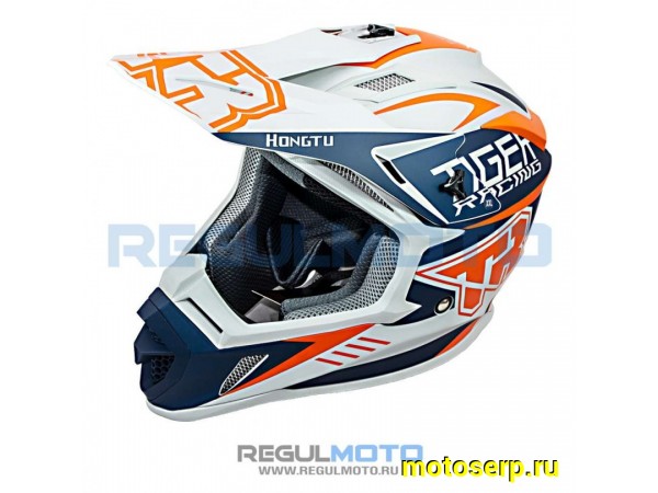 Купить  Шлем Кросс KIOSHI TR H637 серый/синий/оранжевый (Матовый) р-р 2XL (шт) (Regul 111222-4 купить с доставкой по Москве и России, цена, технические характеристики, комплектация фото  - motoserp.ru
