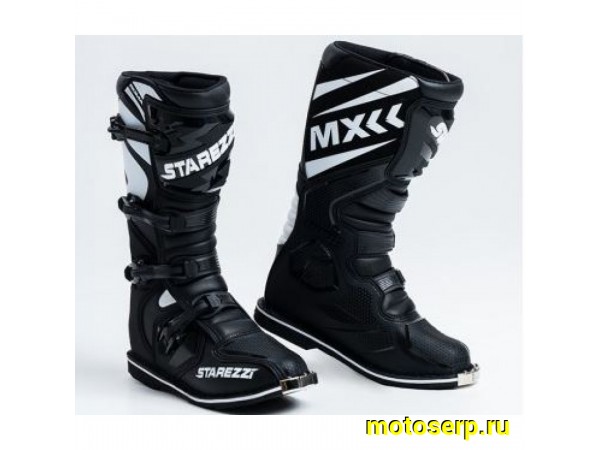 Купить  Мотоботы кросс. STAREZZI Roma Black White  р-р 41" черные/белые (N/Q) (пар) (Progas 000076 купить с доставкой по Москве и России, цена, технические характеристики, комплектация фото  - motoserp.ru