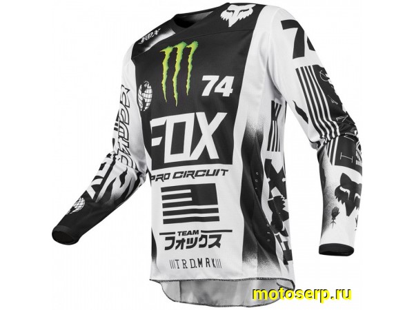 Купить  Джерси (футболка для мотокросса) V-RUS Fox 180 Monster Pro Circuit (черный/белый (детский) рост 152 (шт) (МотоЯ купить с доставкой по Москве и России, цена, технические характеристики, комплектация фото  - motoserp.ru