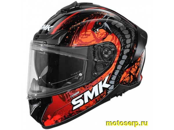 Купить  Шлем закрытый интеграл SMK TYPHOON REPTILE , цвет чёрный/красный (S) (шт) (Bajaj TYPHOON GL273 купить с доставкой по Москве и России, цена, технические характеристики, комплектация фото  - motoserp.ru